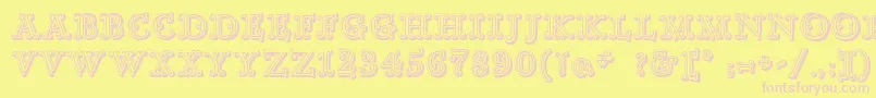 GoudyDecorShodwnc-Schriftart – Rosa Schriften auf gelbem Hintergrund