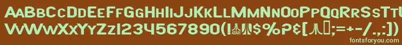 フォントSfAtarianSystemExtendedBold – 緑色の文字が茶色の背景にあります。