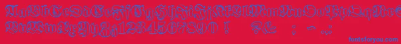 ProclamateOutline-Schriftart – Blaue Schriften auf rotem Hintergrund