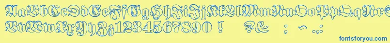 Fonte ProclamateOutline – fontes azuis em um fundo amarelo