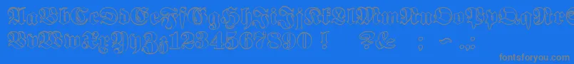 フォントProclamateOutline – 青い背景に灰色の文字