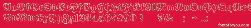 Fonte ProclamateOutline – fontes verdes em um fundo vermelho
