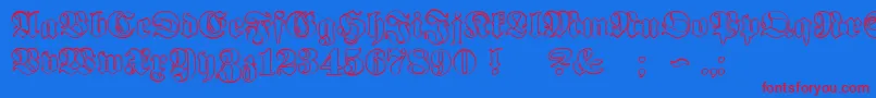 ProclamateOutline-Schriftart – Rote Schriften auf blauem Hintergrund