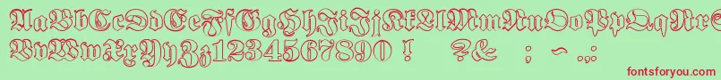 フォントProclamateOutline – 赤い文字の緑の背景