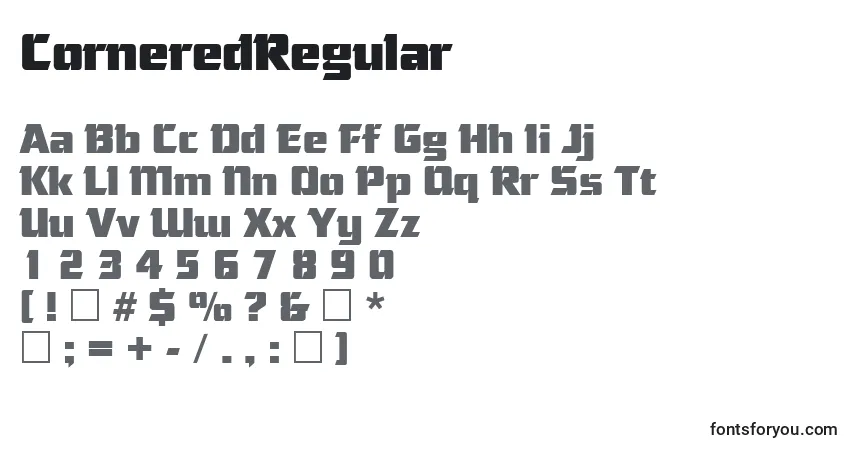 Schriftart CorneredRegular – Alphabet, Zahlen, spezielle Symbole