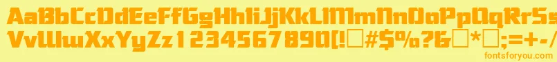 CorneredRegular-fontti – oranssit fontit keltaisella taustalla