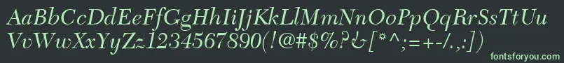 フォントTycoonSsiItalic – 黒い背景に緑の文字