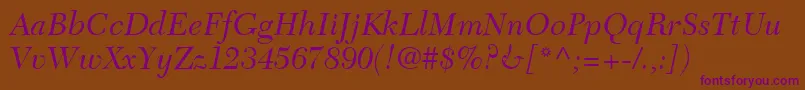 TycoonSsiItalic Font – Purple Fonts on Brown Background