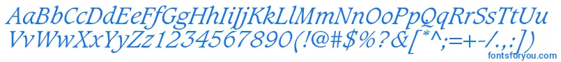 フォントCaxtonstdLightitalic – 白い背景に青い文字