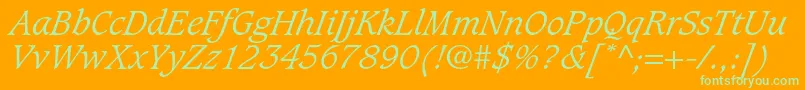 CaxtonstdLightitalic Font – Green Fonts on Orange Background