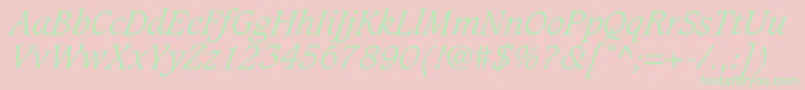 CaxtonstdLightitalic-Schriftart – Grüne Schriften auf rosa Hintergrund