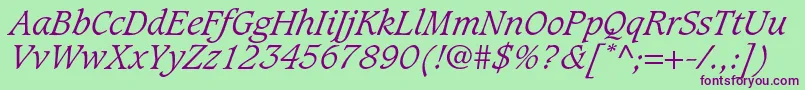 CaxtonstdLightitalic Font – Purple Fonts on Green Background