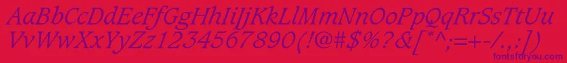 CaxtonstdLightitalic Font – Purple Fonts on Red Background