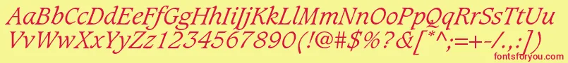 Шрифт CaxtonstdLightitalic – красные шрифты на жёлтом фоне