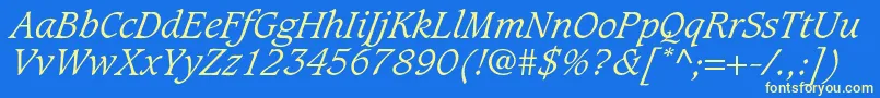 CaxtonstdLightitalic Font – Yellow Fonts on Blue Background