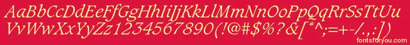 CaxtonstdLightitalic Font – Yellow Fonts on Red Background