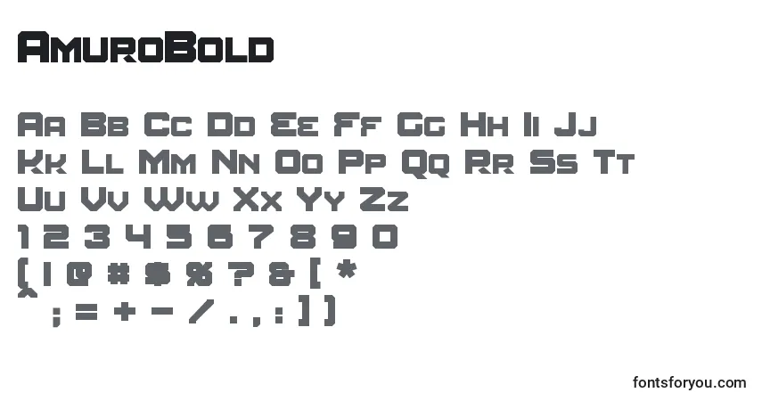 Шрифт AmuroBold – алфавит, цифры, специальные символы