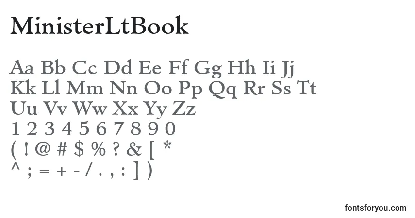 Шрифт MinisterLtBook – алфавит, цифры, специальные символы