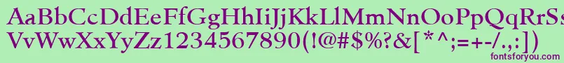 MinisterLtBook Font – Purple Fonts on Green Background