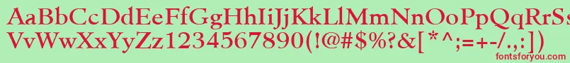Czcionka MinisterLtBook – czerwone czcionki na zielonym tle
