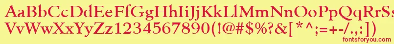 MinisterLtBook Font – Red Fonts on Yellow Background