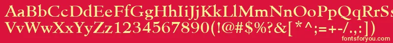 Czcionka MinisterLtBook – żółte czcionki na czerwonym tle