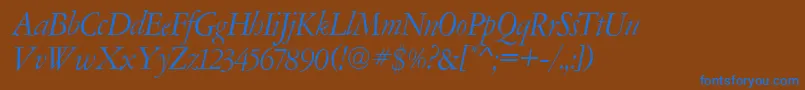 AmsterdamerGaramontItalic Font – Blue Fonts on Brown Background