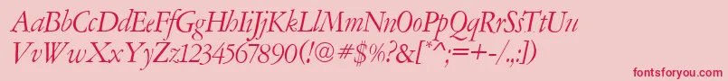 AmsterdamerGaramontItalic Font – Red Fonts on Pink Background