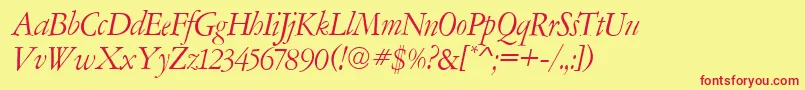 AmsterdamerGaramontItalic Font – Red Fonts on Yellow Background