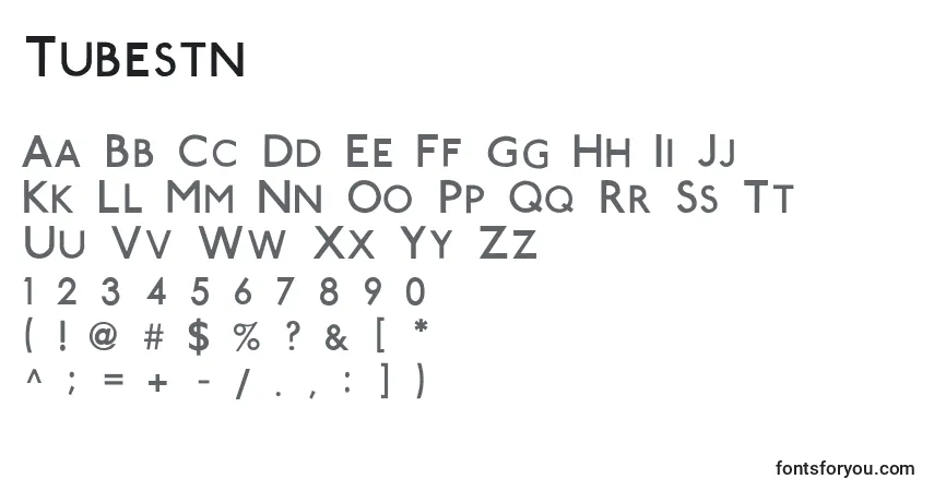 Шрифт Tubestn – алфавит, цифры, специальные символы