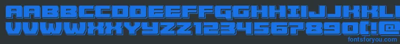 Cruiserfortresspunch-Schriftart – Blaue Schriften auf schwarzem Hintergrund