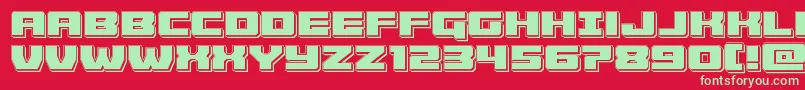 フォントCruiserfortresspunch – 赤い背景に緑の文字
