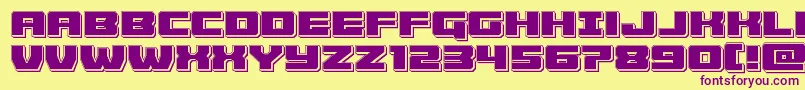 Fonte Cruiserfortresspunch – fontes roxas em um fundo amarelo