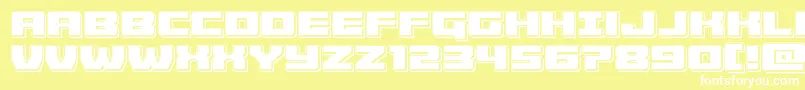 Cruiserfortresspunch-Schriftart – Weiße Schriften auf gelbem Hintergrund