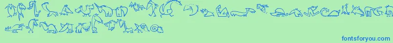 CreaturesLt Font – Blue Fonts on Green Background