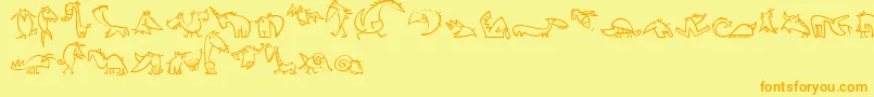 CreaturesLt Font – Orange Fonts on Yellow Background