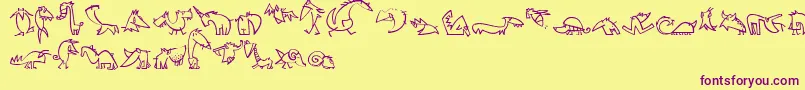 CreaturesLt Font – Purple Fonts on Yellow Background