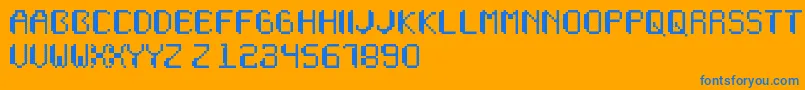 Wapikselo Font – Blue Fonts on Orange Background