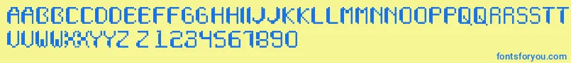 Wapikselo Font – Blue Fonts on Yellow Background