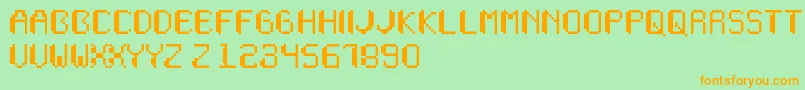 Wapikselo Font – Orange Fonts on Green Background