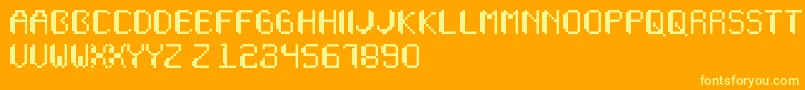 Wapikselo Font – Yellow Fonts on Orange Background