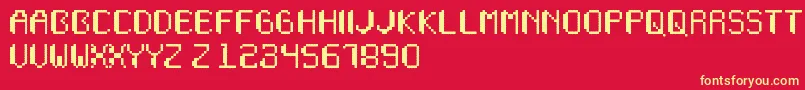 Wapikselo Font – Yellow Fonts on Red Background