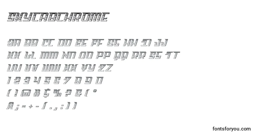 Schriftart Skycabchrome – Alphabet, Zahlen, spezielle Symbole