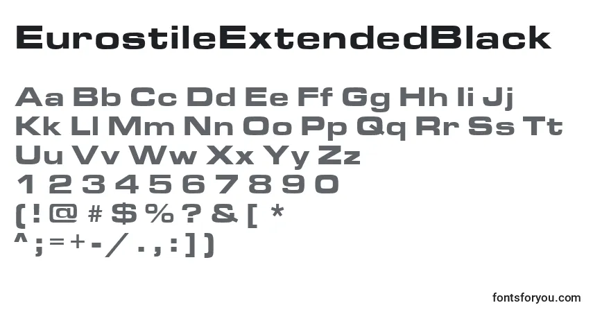 Czcionka EurostileExtendedBlack – alfabet, cyfry, specjalne znaki