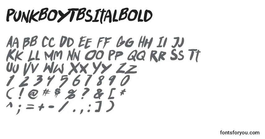 Fuente PunkboyTbsItalbold - alfabeto, números, caracteres especiales