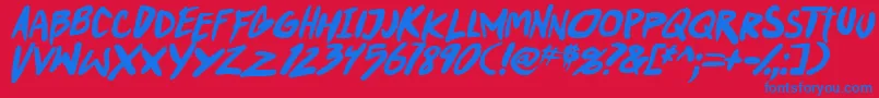 Czcionka PunkboyTbsItalbold – niebieskie czcionki na czerwonym tle