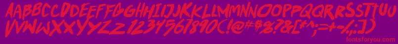 PunkboyTbsItalbold-Schriftart – Rote Schriften auf violettem Hintergrund