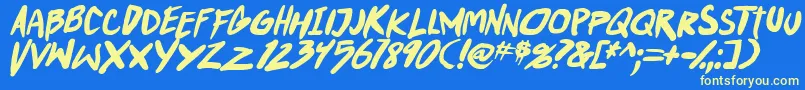 フォントPunkboyTbsItalbold – 黄色の文字、青い背景