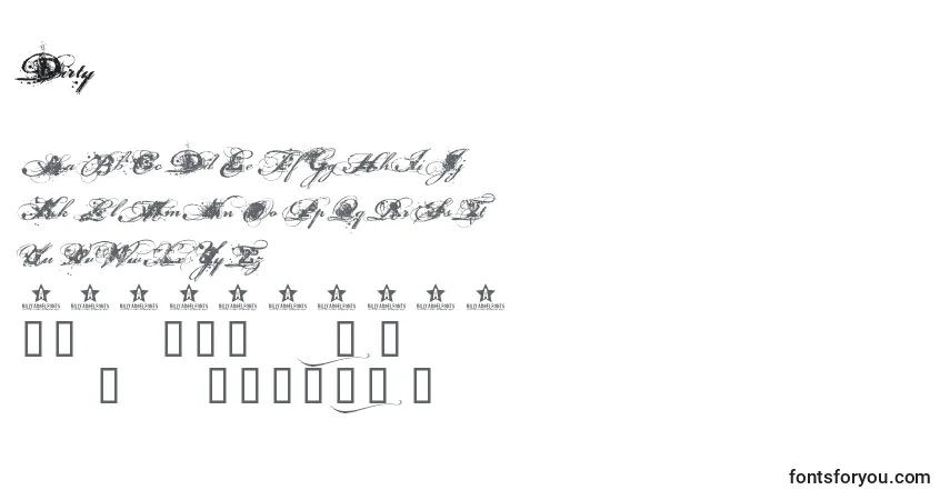 Schriftart Dirty – Alphabet, Zahlen, spezielle Symbole