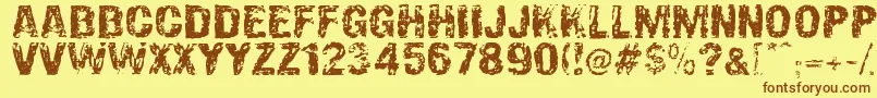 OverprintDsg Font – Brown Fonts on Yellow Background